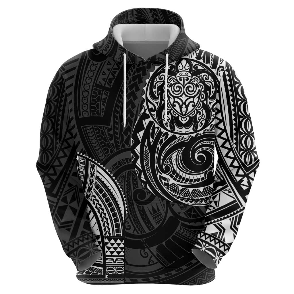 Polynesian Turtle Tribal Tattoo Zip Hoodie Black Style LT9 - Polynesian Pride