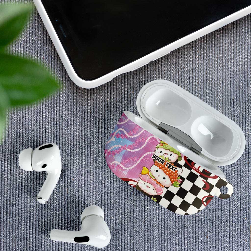 Personalized Japanese Kawaii Sushi Roll AirPods Case Wagara Palaka Pattern