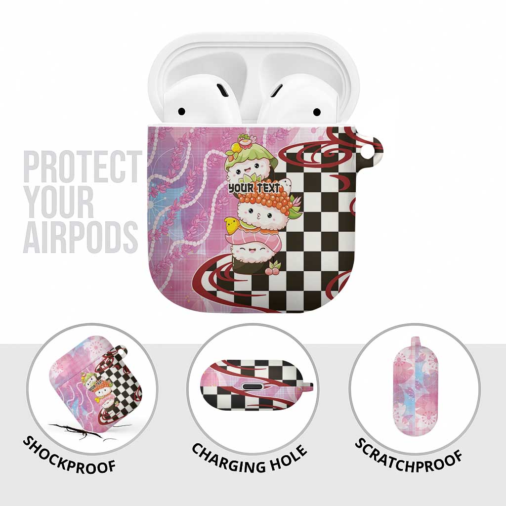 Personalized Japanese Kawaii Sushi Roll AirPods Case Wagara Palaka Pattern