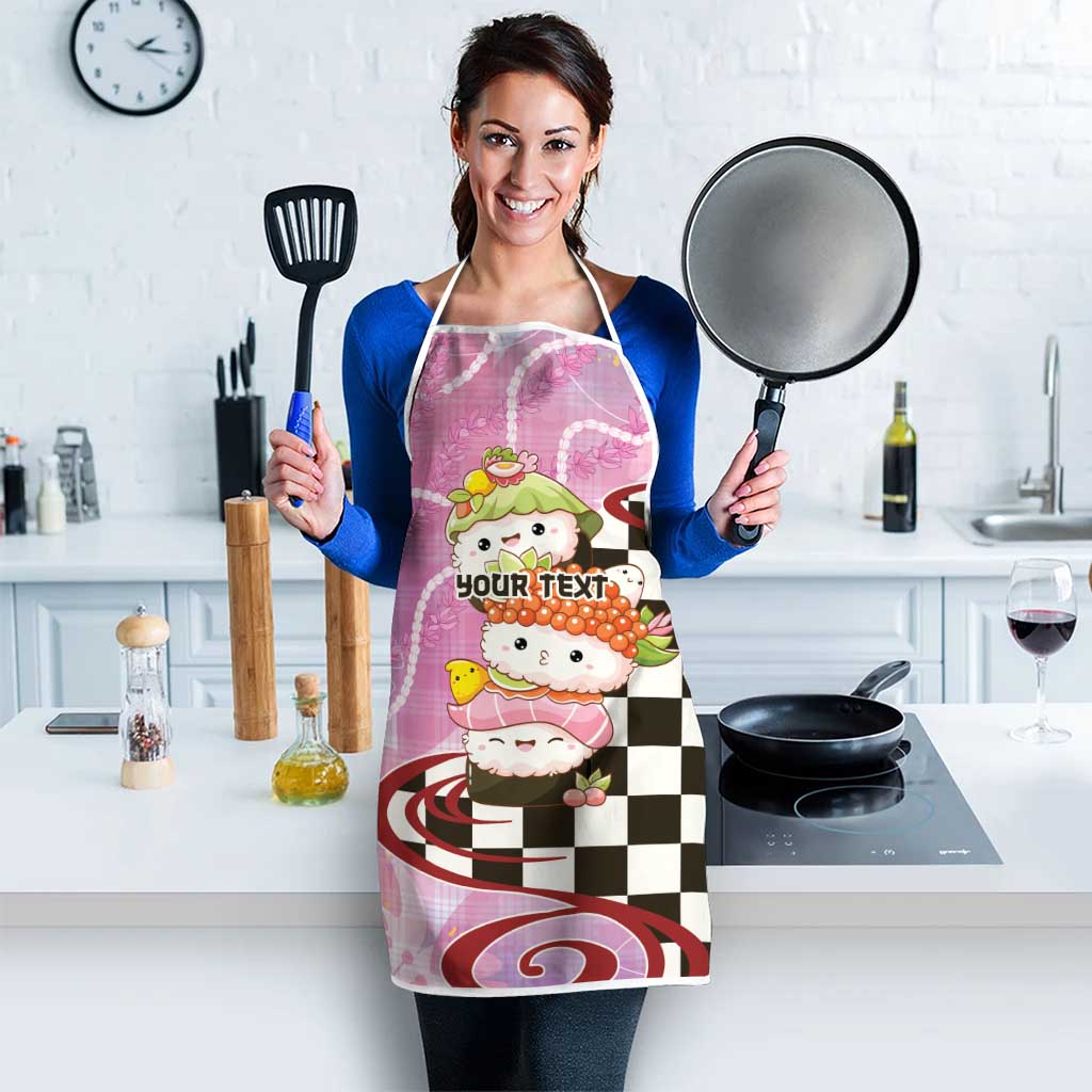 Personalized Japanese Kawaii Sushi Roll Apron Wagara Palaka Pattern LT9 - Polynesian Pride