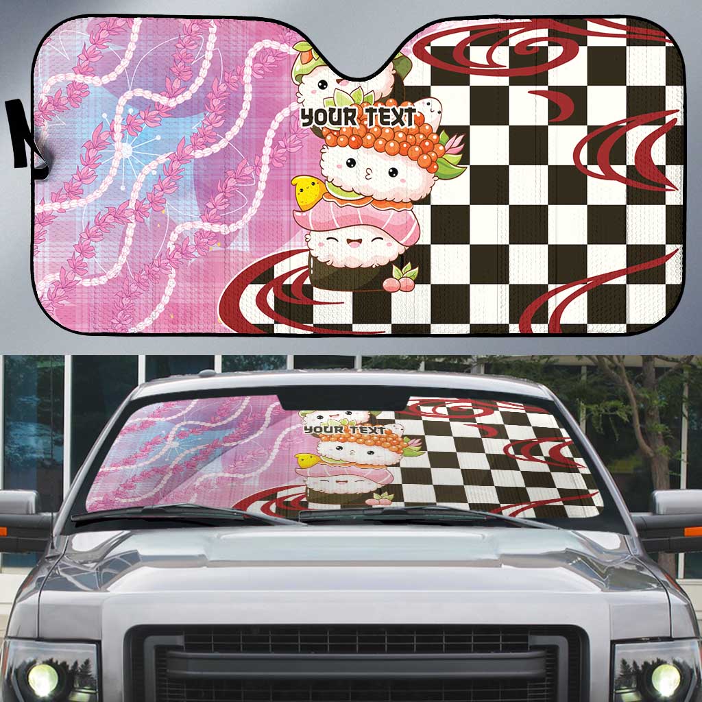 Personalized Japanese Kawaii Sushi Roll Auto Sun Shade Wagara Palaka Pattern