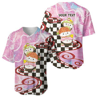 Personalized Japanese Kawaii Sushi Roll Baseball Jersey Wagara Palaka Pattern