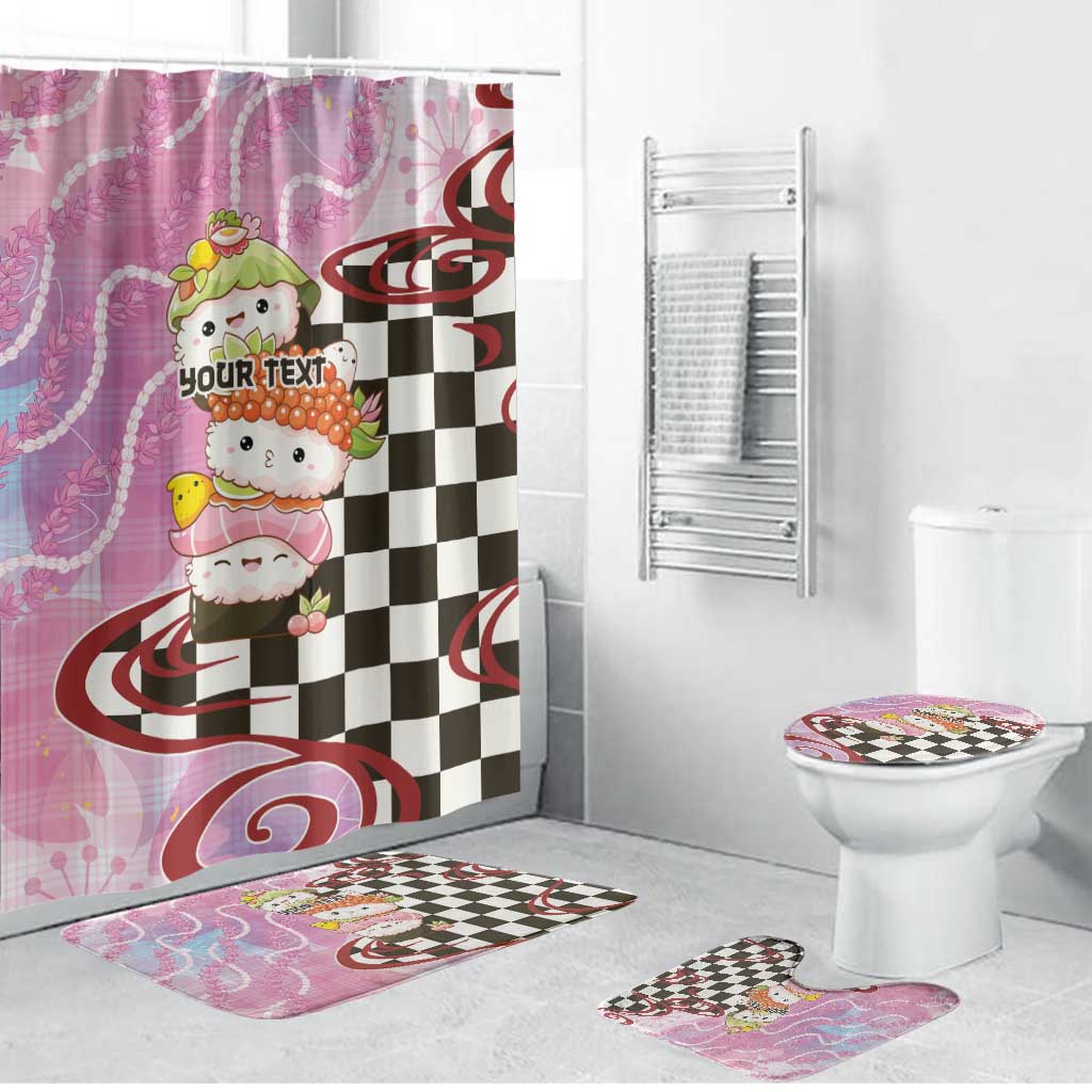 Personalized Japanese Kawaii Sushi Roll Bathroom Set Wagara Palaka Pattern