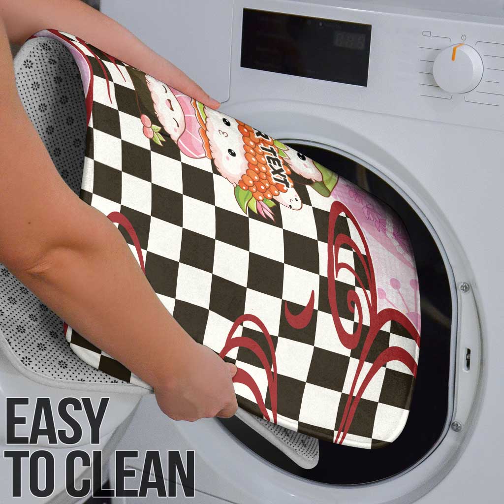 Personalized Japanese Kawaii Sushi Roll Bathroom Set Wagara Palaka Pattern