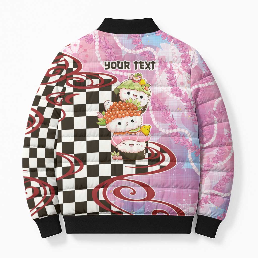 Personalized Japanese Kawaii Sushi Roll Bomber Puffer Jacket Wagara Palaka Pattern