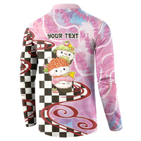 Personalized Japanese Kawaii Sushi Roll Button Sweatshirt Wagara Palaka Pattern LT9 - Polynesian Pride