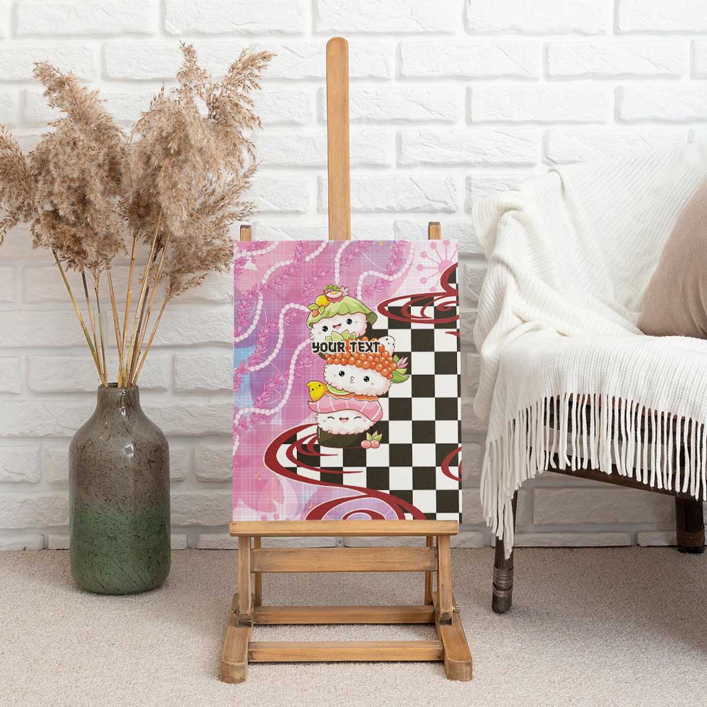 Personalized Japanese Kawaii Sushi Roll Canvas Wall Art Wagara Palaka Pattern