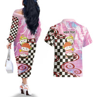 Personalized Japanese Kawaii Sushi Roll Couples Matching Off The Shoulder Long Sleeve Dress and Hawaiian Shirt Wagara Palaka Pattern