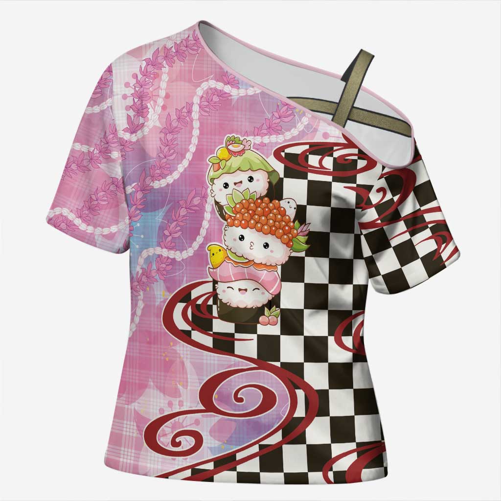 Personalized Japanese Kawaii Sushi Roll Cross Shoulder Shirt Wagara Palaka Pattern