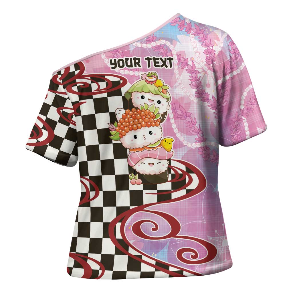 Personalized Japanese Kawaii Sushi Roll Cross Shoulder Shirt Wagara Palaka Pattern