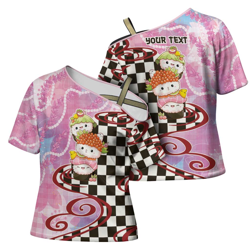Personalized Japanese Kawaii Sushi Roll Cross Shoulder Shirt Wagara Palaka Pattern