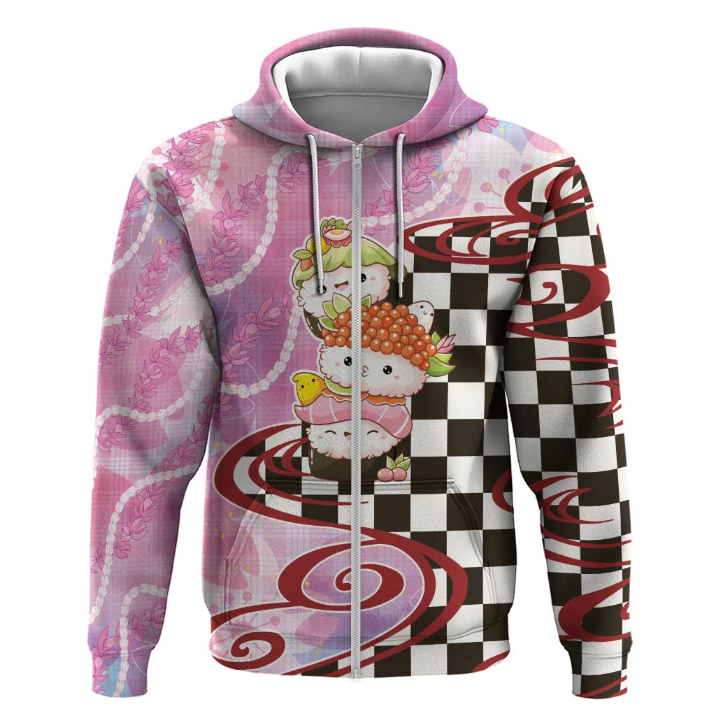 Personalized Japanese Kawaii Sushi Roll Hoodie Wagara Palaka Pattern
