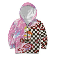 Personalized Japanese Kawaii Sushi Roll Kid Hoodie Wagara Palaka Pattern LT9 Zip Hoodie Pink - Polynesian Pride