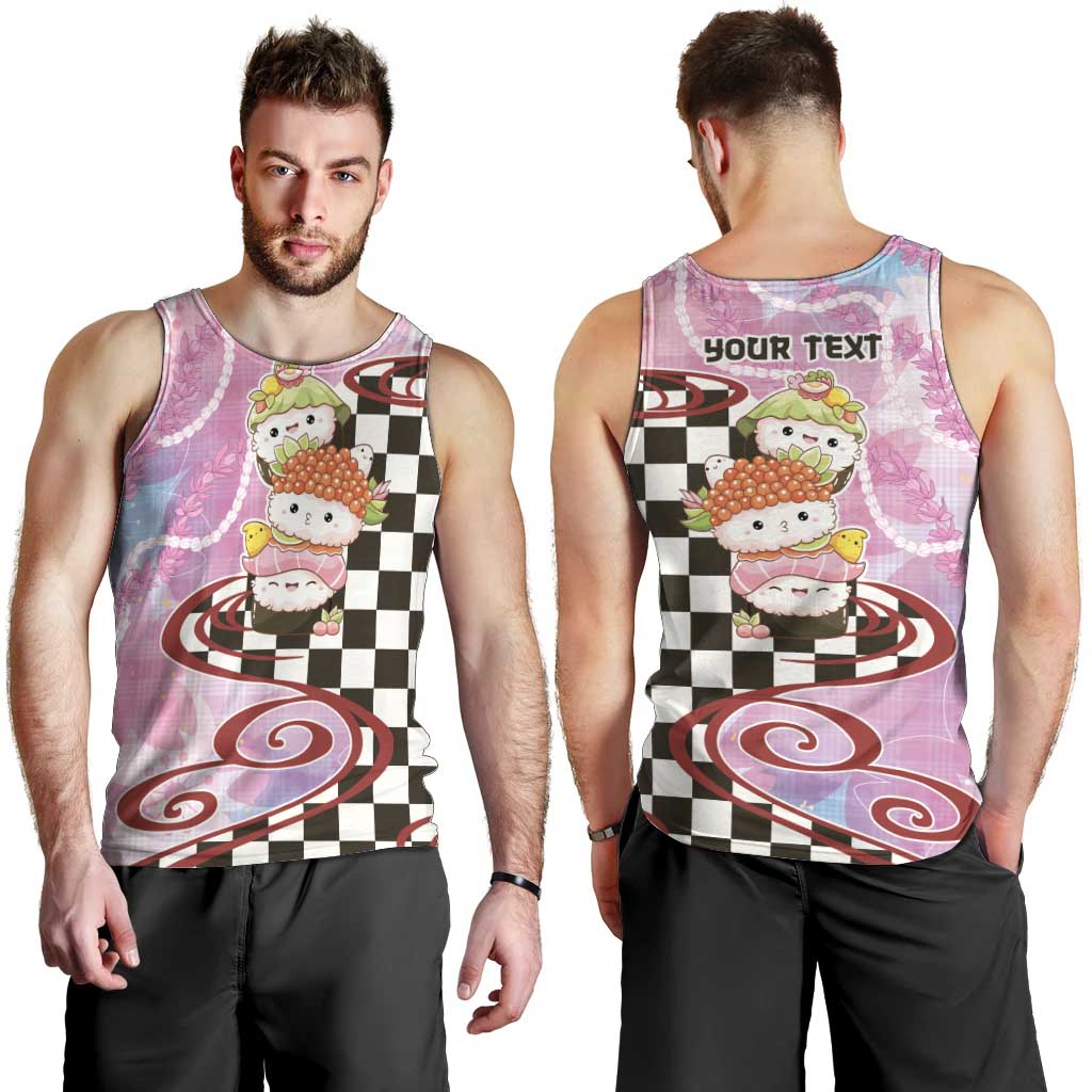 Personalized Japanese Kawaii Sushi Roll Men Tank Top Wagara Palaka Pattern