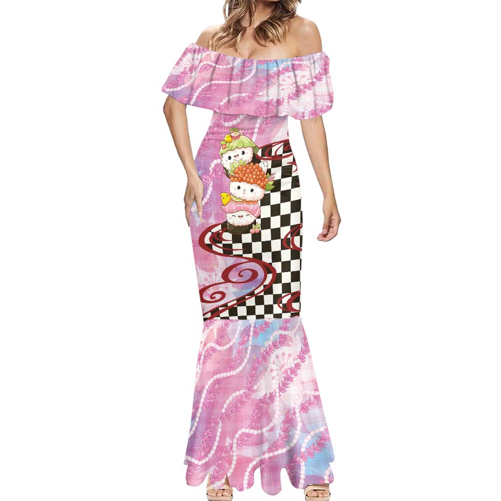 Personalized Japanese Kawaii Sushi Roll Mermaid Dress Wagara Palaka Pattern