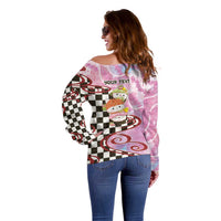 Personalized Japanese Kawaii Sushi Roll Off Shoulder Sweater Wagara Palaka Pattern