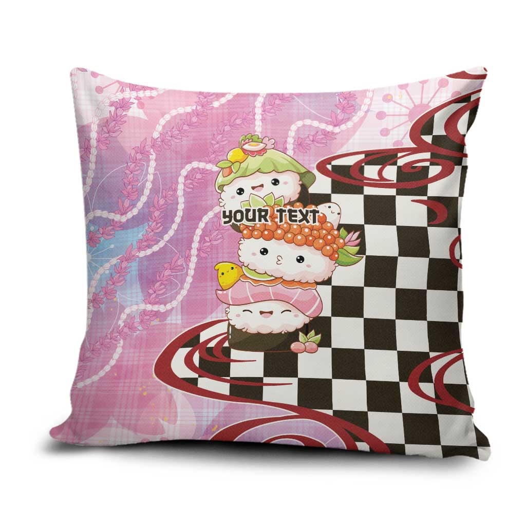 Personalized Japanese Kawaii Sushi Roll Pillow Cover Wagara Palaka Pattern