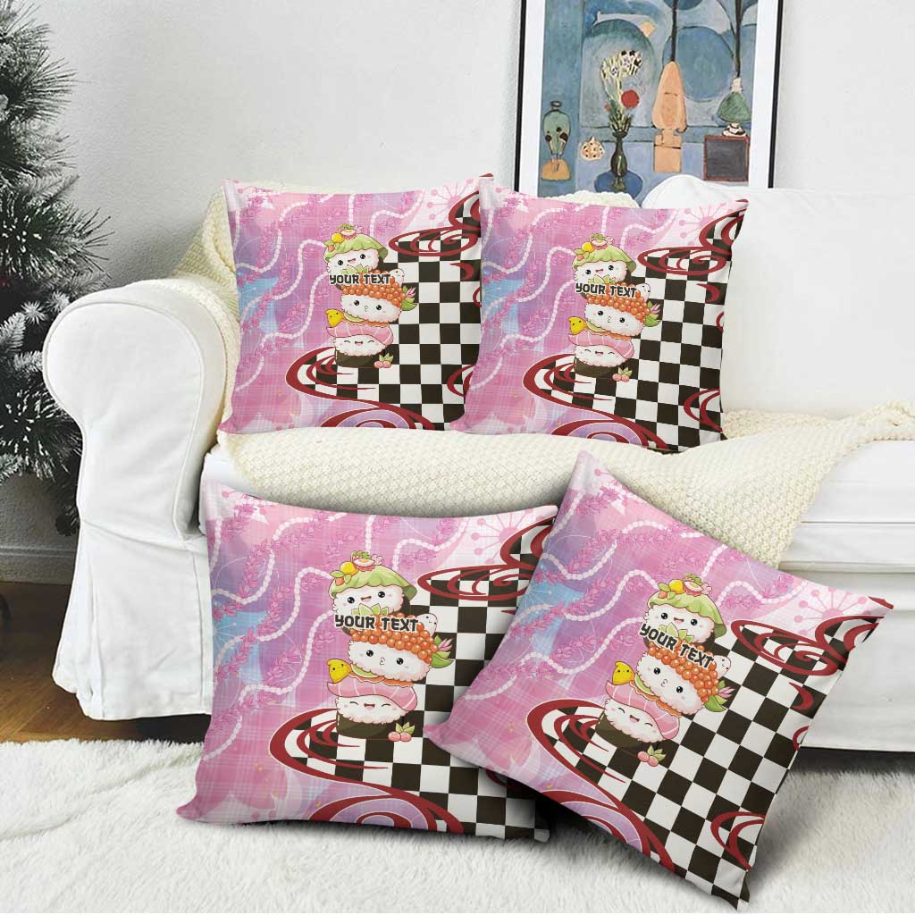 Personalized Japanese Kawaii Sushi Roll Pillow Cover Wagara Palaka Pattern