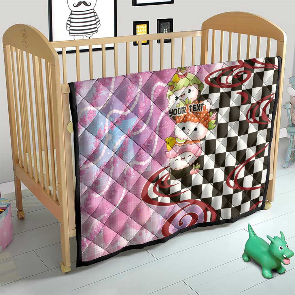Personalized Japanese Kawaii Sushi Roll Quilt Wagara Palaka Pattern