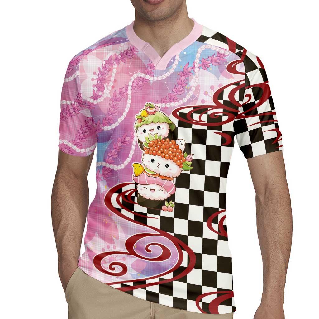 Personalized Japanese Kawaii Sushi Roll Rugby Jersey Wagara Palaka Pattern