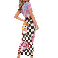 Personalized Japanese Kawaii Sushi Roll Short Sleeve Bodycon Dress Wagara Palaka Pattern