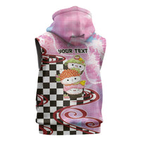 Personalized Japanese Kawaii Sushi Roll Sleeveless Zip Hoodie Wagara Palaka Pattern