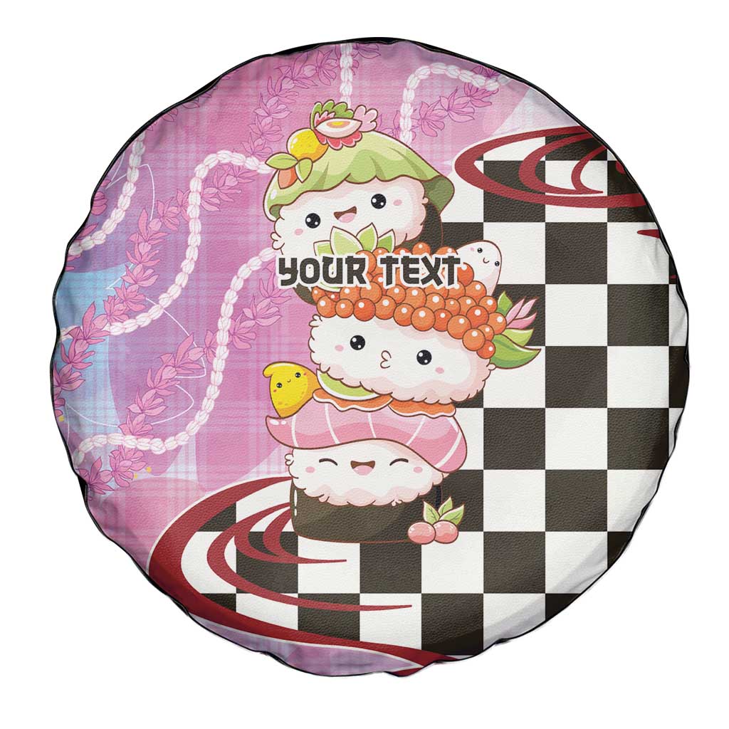 Personalized Japanese Kawaii Sushi Roll Spare Tire Cover Wagara Palaka Pattern