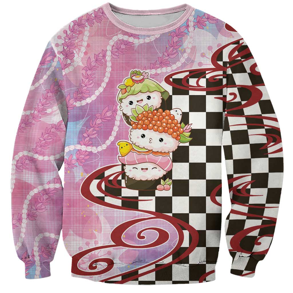 Personalized Japanese Kawaii Sushi Roll Sweatshirt Wagara Palaka Pattern