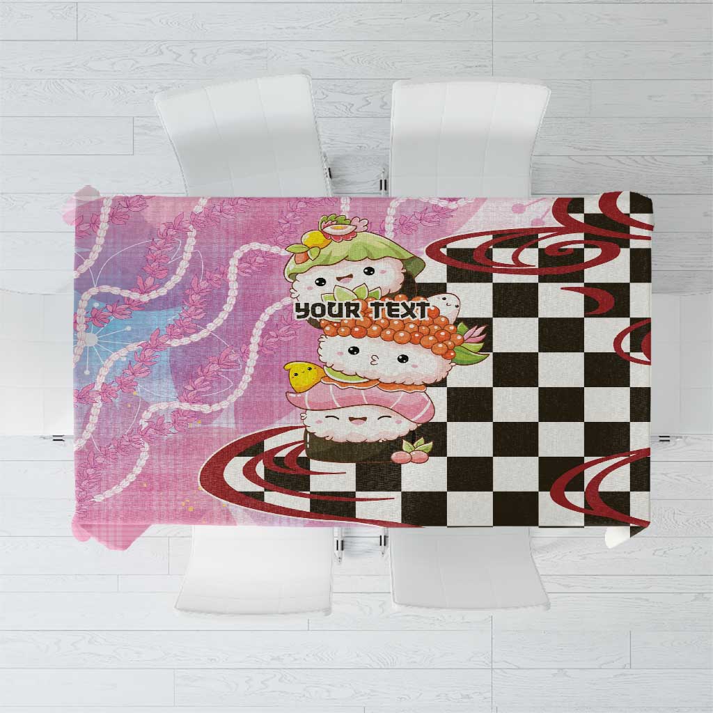 Personalized Japanese Kawaii Sushi Roll Tablecloth Wagara Palaka Pattern