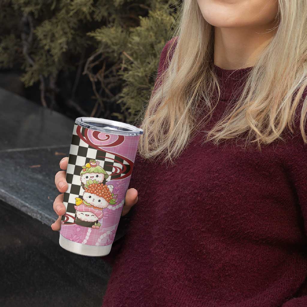 Personalized Japanese Kawaii Sushi Roll Tumbler Cup Wagara Palaka Pattern