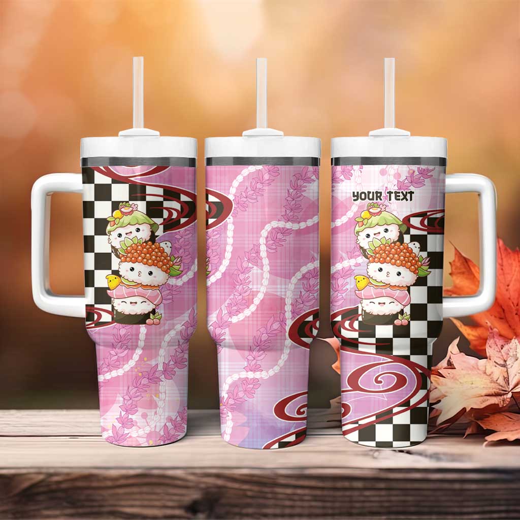 Personalized Japanese Kawaii Sushi Roll Tumbler With Handle Wagara Palaka Pattern