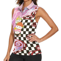 Personalized Japanese Kawaii Sushi Roll Women Sleeveless Polo Shirt Wagara Palaka Pattern