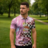 Personalized Japanese Kawaii Sushi Roll Zipper Polo Shirt Wagara Palaka Pattern
