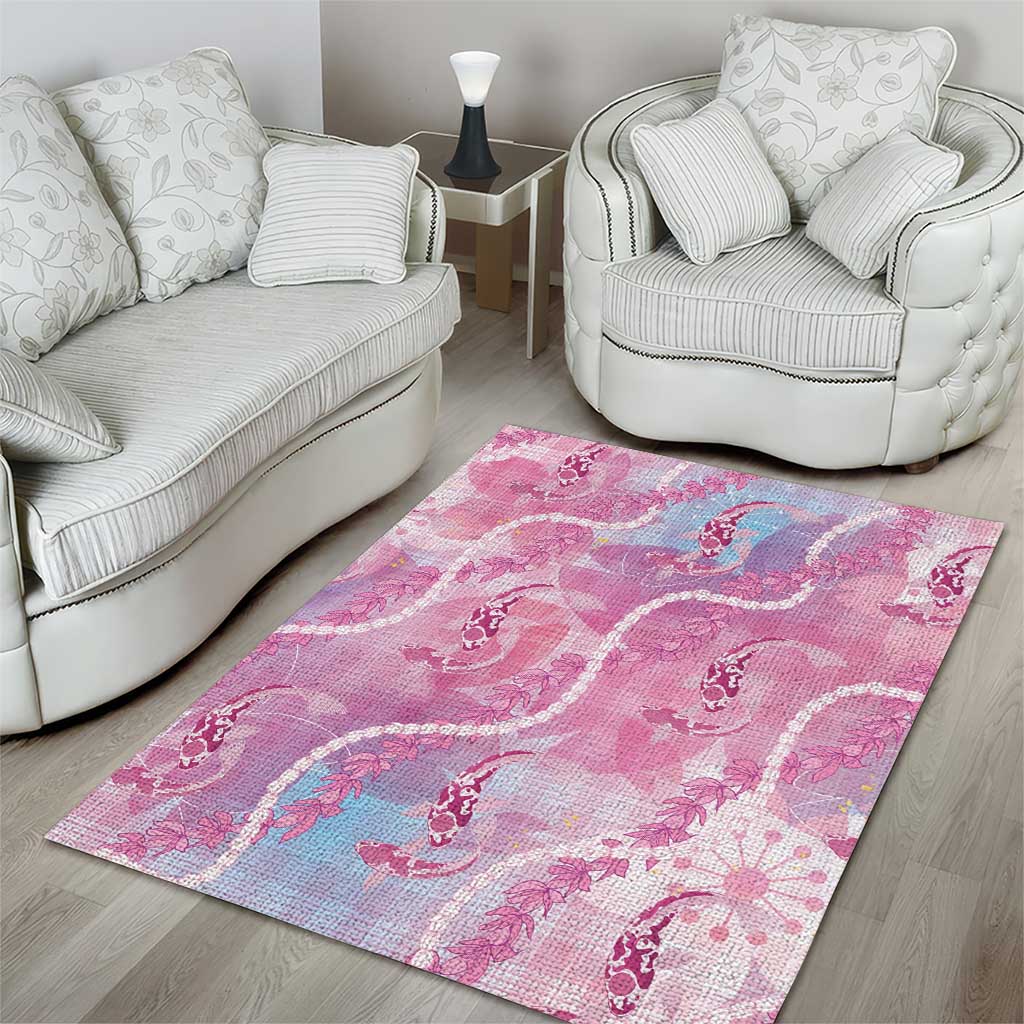 Japanese Koi Fish Area Rug Pink Wagara Palaka Honohono Pikake Lei
