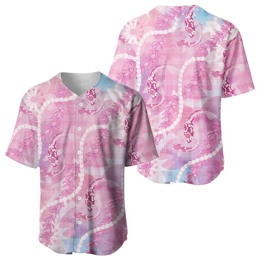 Japanese Koi Fish Baseball Jersey Pink Wagara Palaka Honohono Pikake Lei