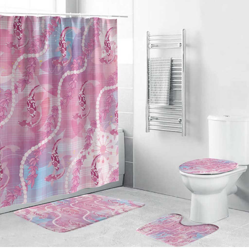 Japanese Koi Fish Bathroom Set Pink Wagara Palaka Honohono Pikake Lei