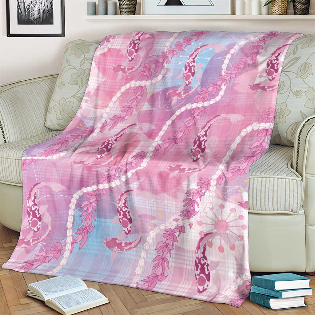 Japanese Koi Fish Blanket Pink Wagara Palaka Honohono Pikake Lei