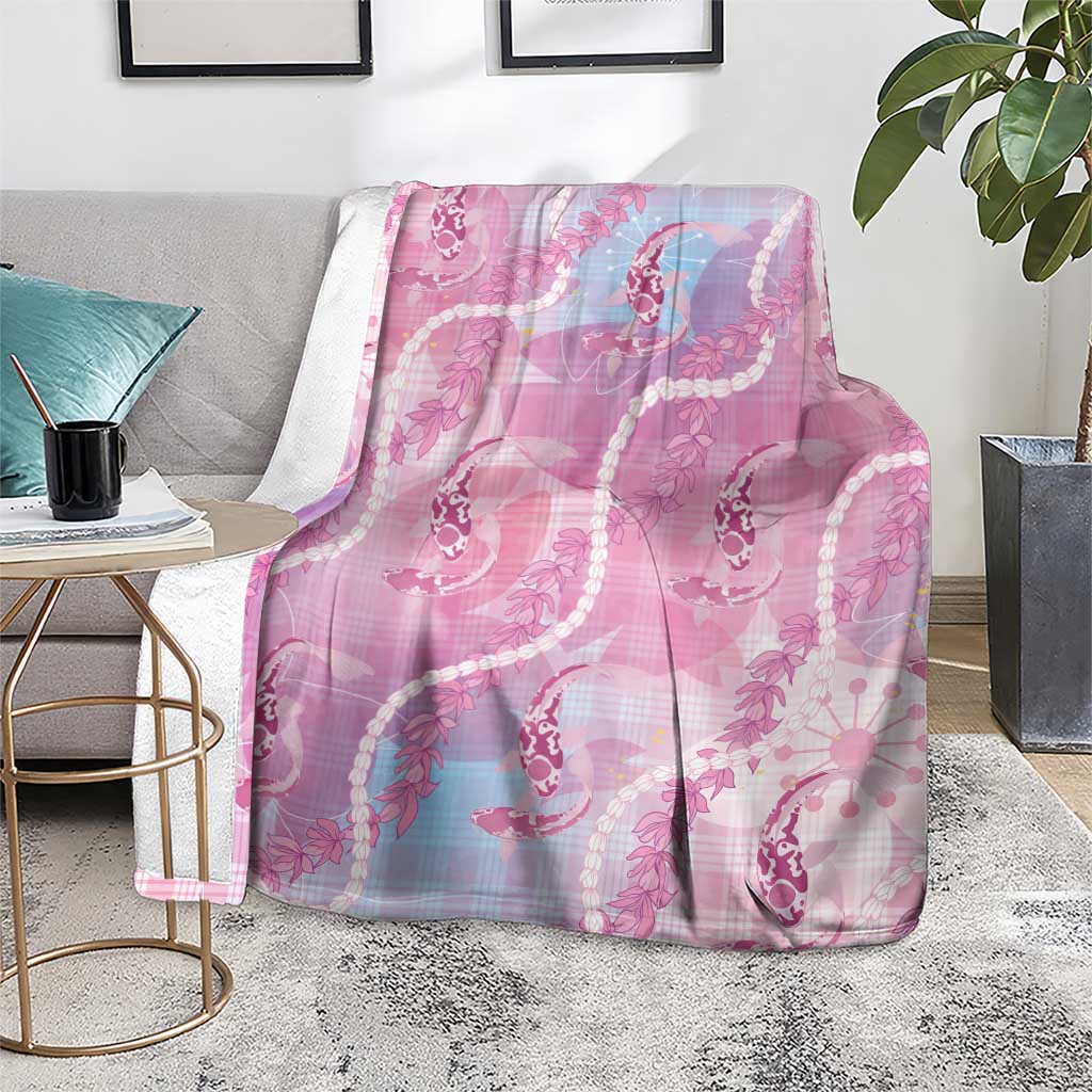 Japanese Koi Fish Blanket Pink Wagara Palaka Honohono Pikake Lei