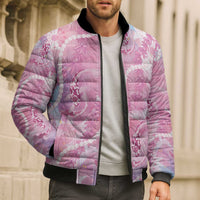 Japanese Koi Fish Bomber Puffer Jacket Pink Wagara Palaka Honohono Pikake Lei LT9 - Polynesian Pride