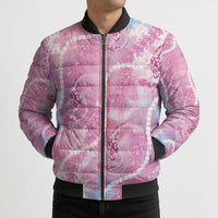 Japanese Koi Fish Bomber Puffer Jacket Pink Wagara Palaka Honohono Pikake Lei LT9 - Polynesian Pride