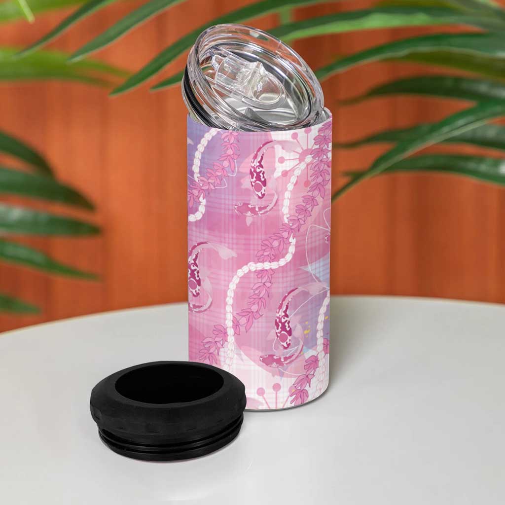 Japanese Koi Fish 4 in 1 Can Cooler Tumbler Pink Wagara Palaka Honohono Pikake Lei