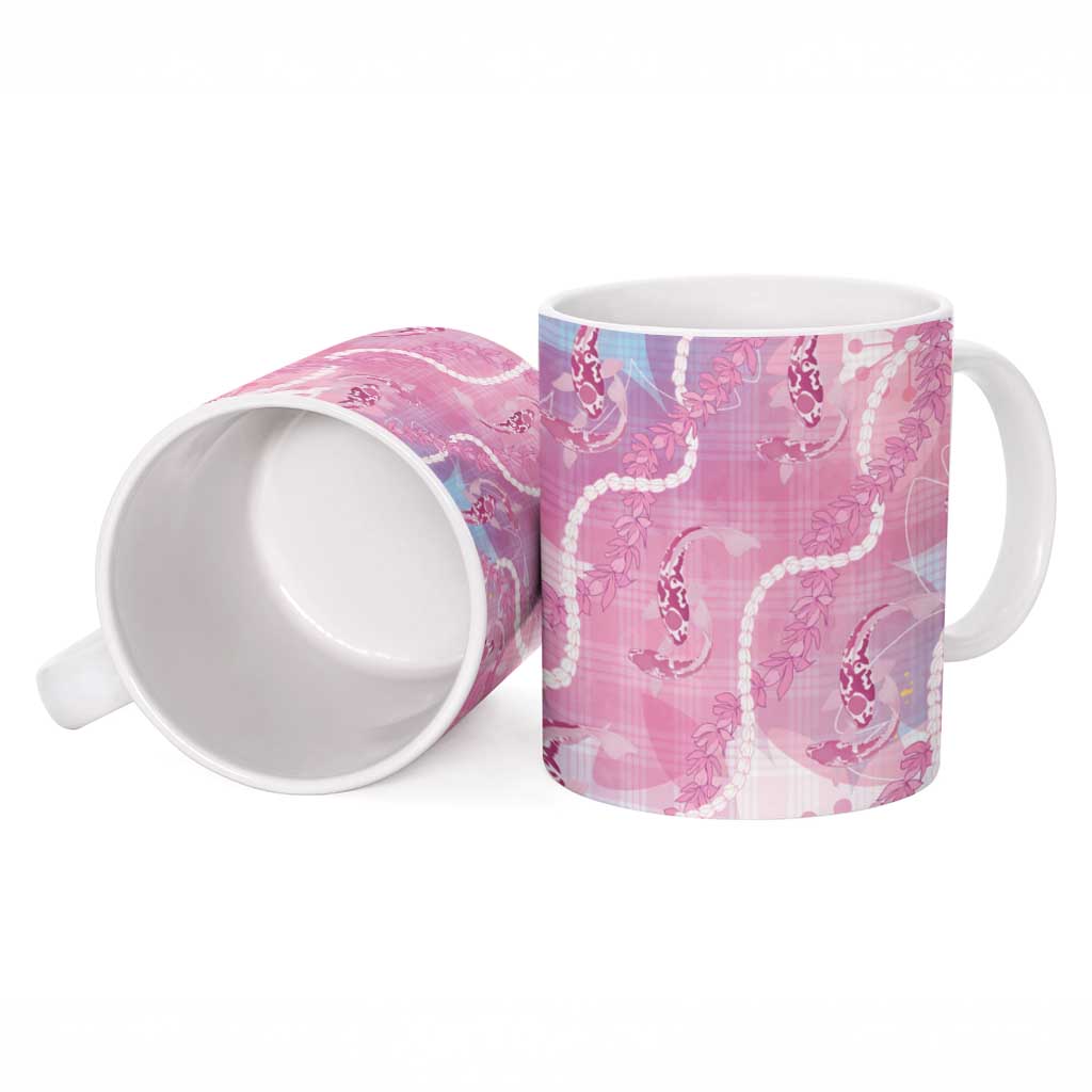 Japanese Koi Fish Ceramic Mug Pink Wagara Palaka Honohono Pikake Lei