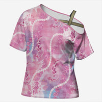 Japanese Koi Fish Cross Shoulder Shirt Pink Wagara Palaka Honohono Pikake Lei