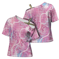 Japanese Koi Fish Cross Shoulder Shirt Pink Wagara Palaka Honohono Pikake Lei