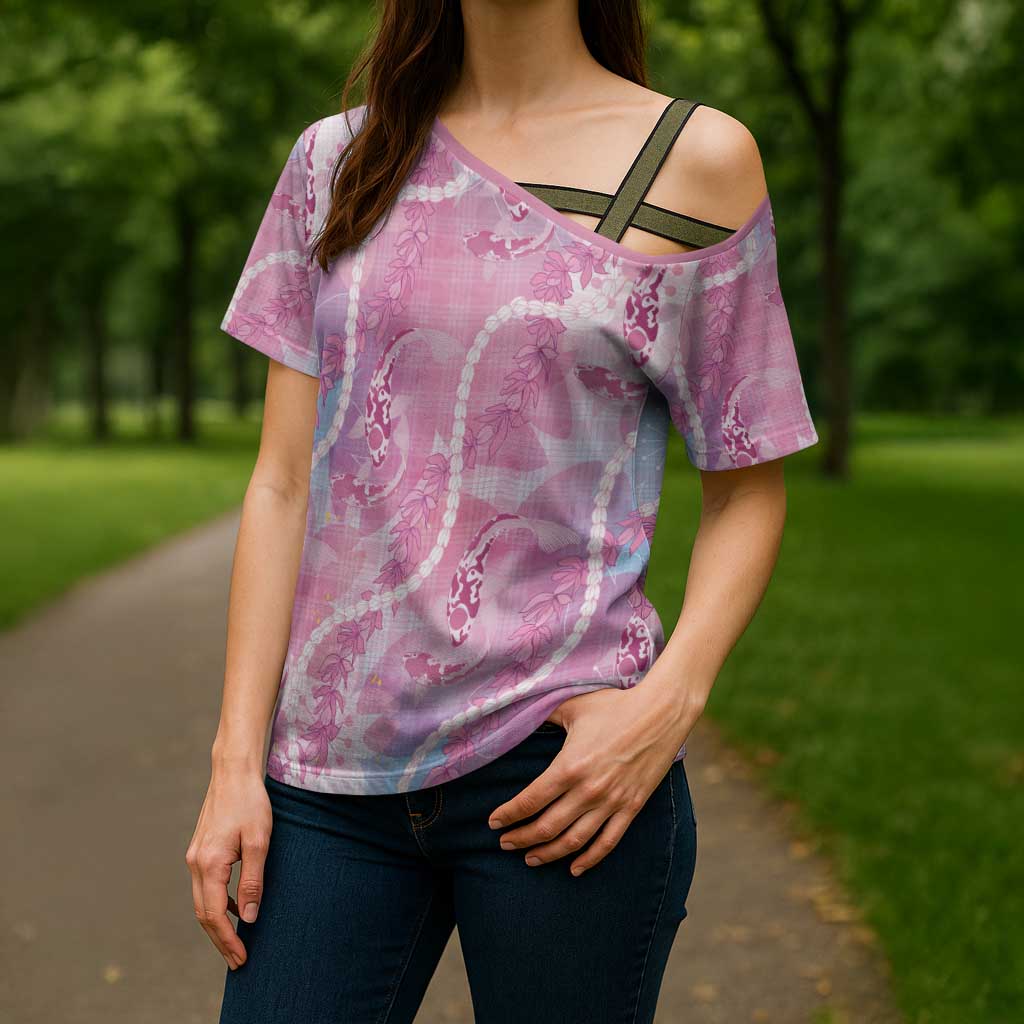 Japanese Koi Fish Cross Shoulder Shirt Pink Wagara Palaka Honohono Pikake Lei