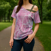 Japanese Koi Fish Cross Shoulder Shirt Pink Wagara Palaka Honohono Pikake Lei