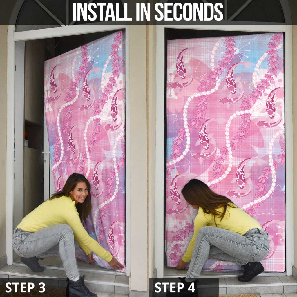 Japanese Koi Fish Door Cover Pink Wagara Palaka Honohono Pikake Lei
