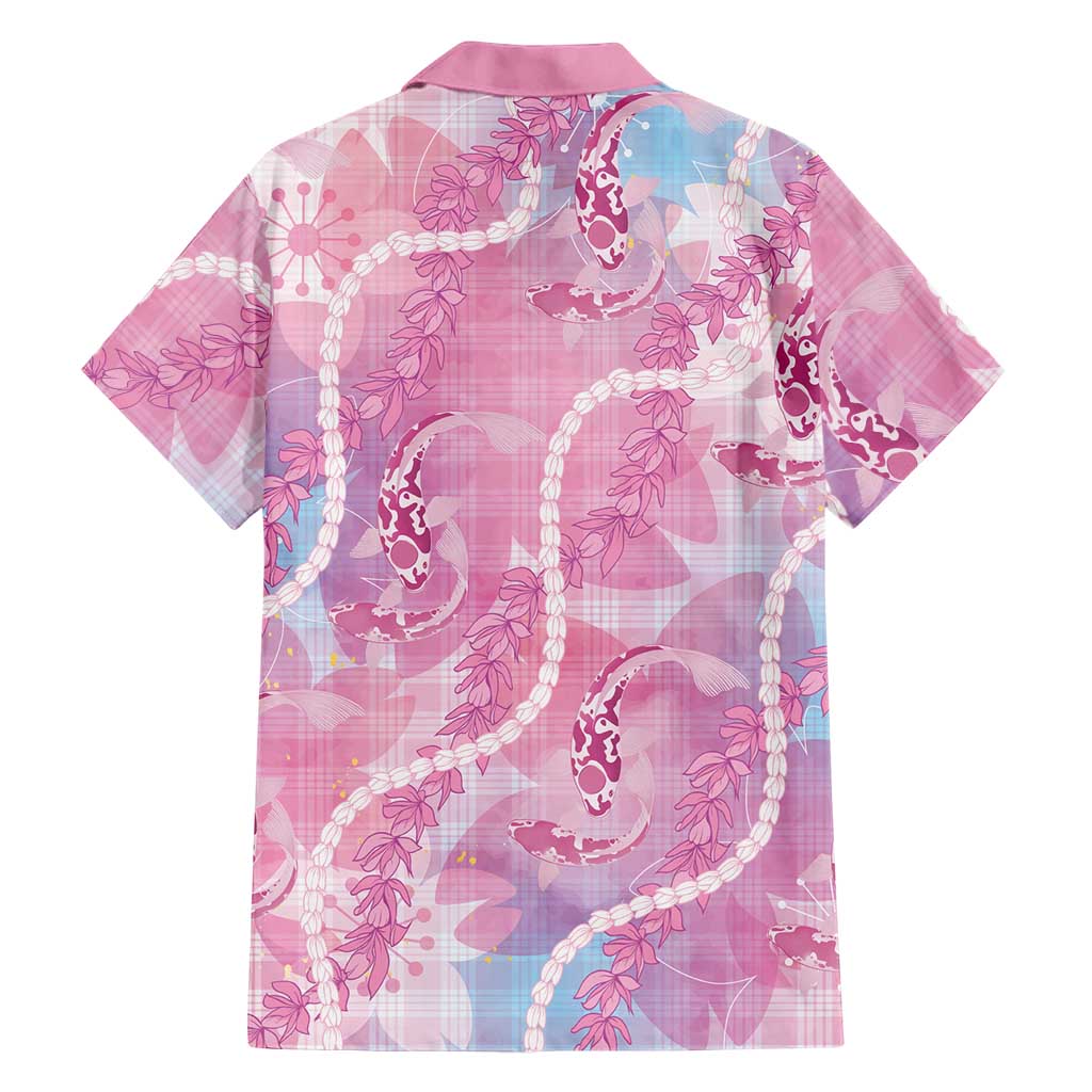 Japanese Koi Fish Hawaiian Shirt Pink Wagara Palaka Honohono Pikake Lei LT9 - Polynesian Pride
