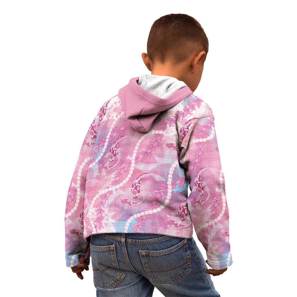 Japanese Koi Fish Kid Hoodie Pink Wagara Palaka Honohono Pikake Lei