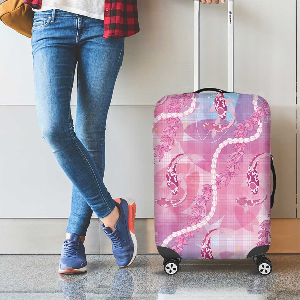 Japanese Koi Fish Luggage Cover Pink Wagara Palaka Honohono Pikake Lei